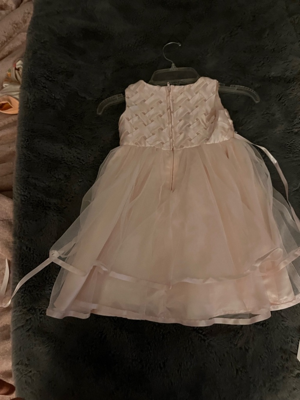 Macy's Pale Pink Beaded Tulle Flower Girl Dress - Picture 2 of 2